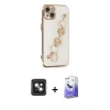 MARSİLYAN™- iPhone 14 Kılıf Nova Işık Prime - Siyah Bilvis 5in1 5D Magic Hayalet Cam Ekran Koruyucu + PVD Metal Kamera Lens - PE