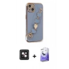 MARSİLYAN™- iPhone 14 Kılıf Nova Işık Prime - Siyah Bilvis 5in1 5D Magic Hayalet Cam Ekran Koruyucu + PVD Metal Kamera Lens - PE