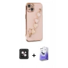 MARSİLYAN™- iPhone 14 Kılıf Nova Işık Prime - Siyah Bilvis 5in1 5D Magic Hayalet Cam Ekran Koruyucu + PVD Metal Kamera Lens - PE