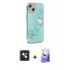 MARSİLYAN™- iPhone 14 Kılıf Nova Işık Prime - Siyah Bilvis 5in1 5D Magic Hayalet Cam Ekran Koruyucu + PVD Metal Kamera Lens - PE