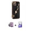 MARSİLYAN™- iPhone 14 Kılıf Nova Işık Prime - Siyah Bilvis 5in1 5D Magic Hayalet Cam Ekran Koruyucu + Raze Metal Kamera Lens - MR