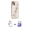 MARSİLYAN™- iPhone 14 Kılıf Nova Işık Prime - Siyah Bilvis 5in1 5D Magic Hayalet Cam Ekran Koruyucu + Shine Kamera Lens - KI