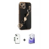 MARSİLYAN™- iPhone 14 Kılıf Nova Işık Prime - Siyah Bilvis 5in1 5D Magic Hayalet Cam Ekran Koruyucu + Shine Kamera Lens - YL