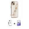 MARSİLYAN™- iPhone 14 Kılıf Nova Işık Prime - Siyah Bilvis 5in1 5D Magic Hayalet Cam Ekran Koruyucu + Shine Kamera Lens - YL