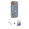 MARSİLYAN™- iPhone 14 Kılıf Nova Işık Prime - Siyah Bilvis 5in1 5D Magic Hayalet Cam Ekran Koruyucu + Sierra Blue Diamond Kamera Lens