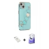 MARSİLYAN™- iPhone 14 Kılıf Nova Işık Prime - Siyah Bilvis 5in1 5D Magic Hayalet Cam Ekran Koruyucu + Sierra Blue Diamond Kamera Lens