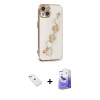 MARSİLYAN™- iPhone 14 Kılıf Nova Işık Prime - Siyah Bilvis 5in1 5D Magic Hayalet Cam Ekran Koruyucu + Sierra Blue Diamond Kamera Lens