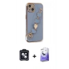 MARSİLYAN™- iPhone 14 Kılıf Nova Işık Prime - Siyah Bilvis 5in1 5D Magic Hayalet Cam Ekran Koruyucu + PVD Metal Kamera Lens - SH