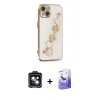 MARSİLYAN™- iPhone 14 Kılıf Nova Işık Prime - Siyah Bilvis 5in1 5D Magic Hayalet Cam Ekran Koruyucu + PVD Metal Kamera Lens - SH