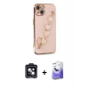MARSİLYAN™- iPhone 14 Kılıf Nova Işık Prime - Siyah Bilvis 5in1 5D Magic Hayalet Cam Ekran Koruyucu + PVD Metal Kamera Lens - SH