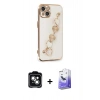 MARSİLYAN™- iPhone 14 Kılıf Nova Işık Prime - Siyah Bilvis 5in1 5D Magic Hayalet Cam Ekran Koruyucu + PVD Metal Kamera Lens - YL