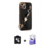 MARSİLYAN™- iPhone 14 Kılıf Nova Işık Prime - Siyah Bilvis 5in1 5D Magic Hayalet Cam Ekran Koruyucu + PVD Metal Kamera Lens - YL