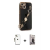 MARSİLYAN™- iPhone 14 Kılıf Nova Işık Prime - Siyah Bilvis Hayalet Cam Ekran Koruyucu + Shine Kamera Lens - GD