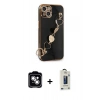 MARSİLYAN™- iPhone 14 Kılıf Nova Işık Prime - Siyah Bilvis Hayalet Cam Ekran Koruyucu + PVD Metal Kamera Lens - GS