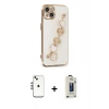 MARSİLYAN™- iPhone 14 Kılıf Nova Işık Prime - Siyah Bilvis Hayalet Cam Ekran Koruyucu + Shine Kamera Lens - GS