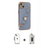 MARSİLYAN™- iPhone 14 Kılıf Nova Işık Prime - Siyah Bilvis Hayalet Cam Ekran Koruyucu + Shine Kamera Lens - GS