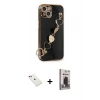 MARSİLYAN™- iPhone 14 Kılıf Nova Işık Prime - Siyah Bilvis Hayalet Cam Ekran Koruyucu + Diamond Kamera Lens - KI