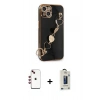 MARSİLYAN™- iPhone 14 Kılıf Nova Işık Prime - Siyah Bilvis Hayalet Cam Ekran Koruyucu + Shine Kamera Lens - KI