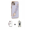 MARSİLYAN™- iPhone 14 Kılıf Nova Işık Prime - Siyah Bilvis Hayalet Cam Ekran Koruyucu + Shine Kamera Lens - KI