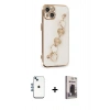 MARSİLYAN™- iPhone 14 Kılıf Nova Işık Prime - Siyah Bilvis Hayalet Cam Ekran Koruyucu + Shine Kamera Lens - MI