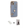 MARSİLYAN™- iPhone 14 Kılıf Nova Işık Prime - Siyah Bilvis Hayalet Cam Ekran Koruyucu + Diamond Kamera Lens - PE