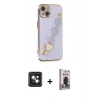 MARSİLYAN™- iPhone 14 Kılıf Nova Işık Prime - Siyah Bilvis Hayalet Cam Ekran Koruyucu + PVD Metal Kamera Lens - PE