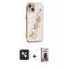 MARSİLYAN™- iPhone 14 Kılıf Nova Işık Prime - Siyah Bilvis Hayalet Cam Ekran Koruyucu + PVD Metal Kamera Lens - PE