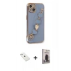 MARSİLYAN™- iPhone 14 Kılıf Nova Işık Prime - Siyah Bilvis Hayalet Cam Ekran Koruyucu + Diamond Kamera Lens - SABE