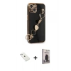 MARSİLYAN™- iPhone 14 Kılıf Nova Işık Prime - Siyah Bilvis Hayalet Cam Ekran Koruyucu + Diamond Kamera Lens - SABE