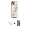 MARSİLYAN™- iPhone 14 Kılıf Nova Işık Prime - Siyah Bilvis Hayalet Cam Ekran Koruyucu + Diamond Kamera Lens - SABE
