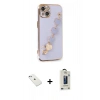 MARSİLYAN™- iPhone 14 Kılıf Nova Işık Prime - Siyah Bilvis Hayalet Cam Ekran Koruyucu + Sierra Blue Diamond Kamera Lens