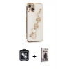 MARSİLYAN™- iPhone 14 Kılıf Nova Işık Prime - Siyah Bilvis Hayalet Cam Ekran Koruyucu + PVD Metal Kamera Lens - SH