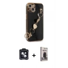 MARSİLYAN™- iPhone 14 Kılıf Nova Işık Prime - Siyah Bilvis Hayalet Cam Ekran Koruyucu + PVD Metal Kamera Lens - SH