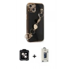 MARSİLYAN™- iPhone 14 Kılıf Nova Işık Prime - Siyah Bilvis Hayalet Cam Ekran Koruyucu + PVD Metal Kamera Lens - TU