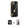 MARSİLYAN™- iPhone 14 Kılıf Nova Işık Prime - Siyah Bilvis Hayalet Cam Ekran Koruyucu + PVD Metal Kamera Lens - TU
