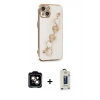 MARSİLYAN™- iPhone 14 Kılıf Nova Işık Prime - Siyah Bilvis Hayalet Cam Ekran Koruyucu + PVD Metal Kamera Lens - TU