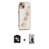 MARSİLYAN™- iPhone 14 Kılıf Nova Işık Prime - Siyah Bilvis Hayalet Cam Ekran Koruyucu + PVD Metal Kamera Lens - TU