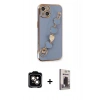 MARSİLYAN™- iPhone 14 Kılıf Nova Işık Prime - Siyah Bilvis Hayalet Cam Ekran Koruyucu + PVD Metal Kamera Lens - TU