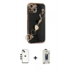 MARSİLYAN™- iPhone 14 Kılıf Nova Işık Prime - Siyah Bilvis Hayalet Cam Ekran Koruyucu + Shine Kamera Lens - YL