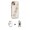 MARSİLYAN™- iPhone 14 Kılıf Nova Işık Prime - Siyah Bilvis Hayalet Cam Ekran Koruyucu + Shine Kamera Lens - YL
