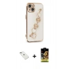 MARSİLYAN™- iPhone 14 Kılıf Nova Işık Prime - Siyah Buffer Cam Ekran Koruyucu + Diamond Kamera Lens - YL