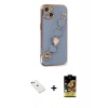 MARSİLYAN™- iPhone 14 Kılıf Nova Işık Prime - Siyah Buffer Cam Ekran Koruyucu + Diamond Kamera Lens - YL