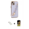 MARSİLYAN™- iPhone 14 Kılıf Nova Işık Prime - Siyah Buffer Cam Ekran Koruyucu + Diamond Kamera Lens - KI