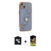 MARSİLYAN™- iPhone 14 Kılıf Nova Işık Prime - Siyah Buffer Cam Ekran Koruyucu + PVD Metal Kamera Lens - MI