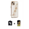 MARSİLYAN™- iPhone 14 Kılıf Nova Işık Prime - Siyah Buffer Cam Ekran Koruyucu + PVD Metal Kamera Lens - MI