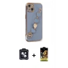 MARSİLYAN™- iPhone 14 Kılıf Nova Işık Prime - Siyah Buffer Cam Ekran Koruyucu + Siyah PVD Metal Kamera Lens