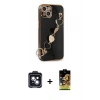 MARSİLYAN™- iPhone 14 Kılıf Nova Işık Prime - Siyah Buffer Cam Ekran Koruyucu + Siyah PVD Metal Kamera Lens
