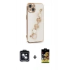 MARSİLYAN™- iPhone 14 Kılıf Nova Işık Prime - Siyah Buffer Cam Ekran Koruyucu + Siyah PVD Metal Kamera Lens