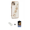 MARSİLYAN™- iPhone 14 Kılıf Nova Işık Prime - Siyah Buffer Hayalet Cam Ekran Koruyucu + Diamond Kamera Lens - YL