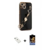 MARSİLYAN™- iPhone 14 Kılıf Nova Işık Prime - Siyah Buffer Hayalet Cam Ekran Koruyucu + Diamond Kamera Lens - YL